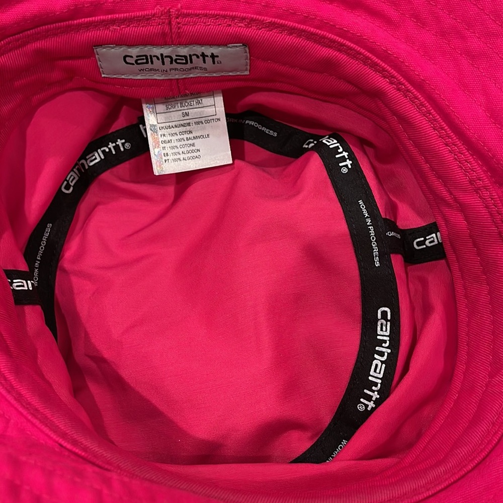 Carhartt Wip Script Bucket Hat Ruby Pink/Black Si… - image 7